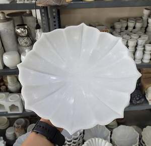 ถาดหินอ่อนสีขาวสำหรับงานฝีมือพร้อมดีไซน์รูปใบไม้สวยงาม - Product Image 2