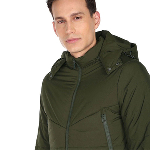 Veste matelassée à capuche pour homme, écologique, chaude, avec logo sur le devant, col montant, tissu en toile, taille plus, hiver 2025 - Product Image 4