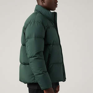 Veste d'hiver matelassée à col cheminée en coton décontractée de haute qualité avec fermeture éclair, tissu chaud, design bicolore pour hommes - Product Image 3