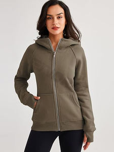 Vêtements d'entraînement pour femmes 100% polyester Coton Hoodies Vintage Plain Zipper Cropped Wome's Respirant Hoodies - Product Image 2