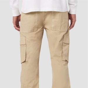 Walker Khaki Cargo Kick Flare Pants para hombres Elegantes pantalones acampanados de tiro alto con múltiples bolsillos Cargo, ideales para el uso diario - Product Image 5