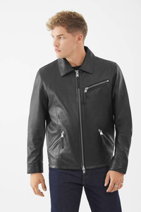 Chaqueta de Cuero Vacuno para Hombre, Estilo Vintage, Casual, Holgada, Invernal, Ecológica, Transpirable, Estilo Urbano, Acabado Lavado, Impermeable - Product Image 4