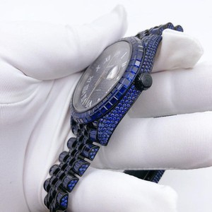 Luxury <b>Blue</b> Color VVS Moissanite Diamond Mechanical Automatic Iced Out Wrist <b>Watch</b> Hip Hop Bling Luxury Fashion At Best Price - Product Image 4