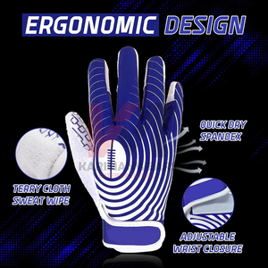 Nouveauté Gants de receveur de football américain personnalisés imprimés avec paume adhérente Gants de performance de rugby professionnels - Product Image 6