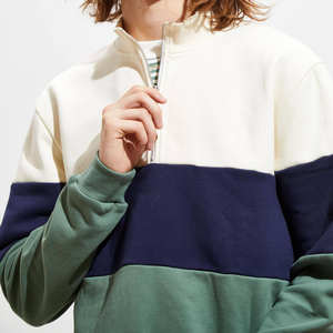 New White Stripe Quarter Zip French Terry Fitness Color Block Essential Custom Crew Neck Colorblock 1/4 Half Zip Sudadera - Product Image 2