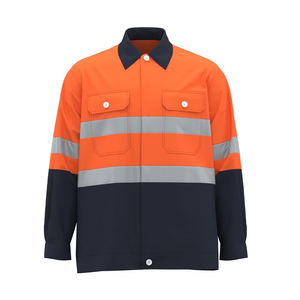 เสื้อแขนยาวสีฟ้าเรืองแสงลายทาง แห้งเร็ว ระบายอากาศดี ชุดป้องกันอันตราย เหมาะสำหรับงานก่อสร้างและวิศวกรรม - Product Image 1