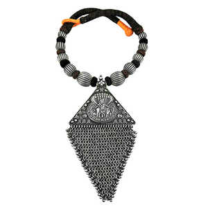 Artisan Statement <b>Necklace</b> Solid 925 Sterling Silver Handmade Temple Jewelry Traditional Stylish <b>Boho</b> Jewelry At Wholesale Price - Product Image 3