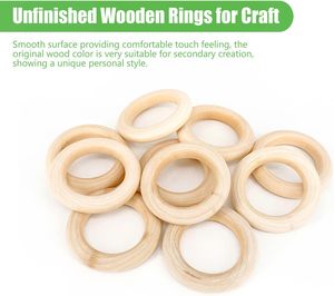 Anillos de Madera Natural para Manualidades, 20 Unidades, Anillos de Macramé para Manualidades, Anillos de Madera sin Conectores Colgantes de Pintura, 55mm/2,2 Pulgadas - Product Image 3
