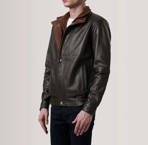 Veste en cuir d'hiver décontractée pour homme à bas prix, couleur personnalisée, taille plus, respirante, veste bomber en cuir réversible à col montant - Product Image 4