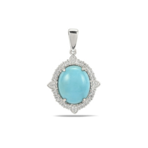 Colgante de Turquesa Sleeping Beauty con Circonita Blanca en Plata de Ley, 4.68 Quilates - Product Image 1