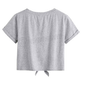 Top corto para mujer al mejor precio, camiseta ajustada, ropa informal de tela de punto teñida lisa de alta calidad - Product Image 2