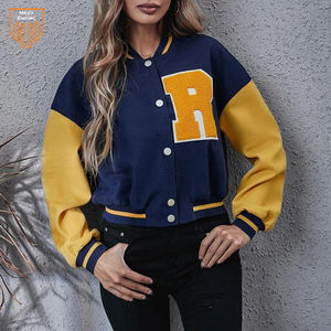 Nouvelle arrivée veste universitaire courte à épaules tombantes pour femmes veste Letterman personnalisée de haute qualité MEGA respirant imprimé - Product Image 5