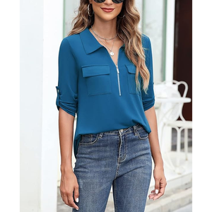 Camisa DE TRABAJO elegante de manga larga coreana para mujer de alta calidad con decoración de botones Ropa de negocios informal formal - Product Image 2