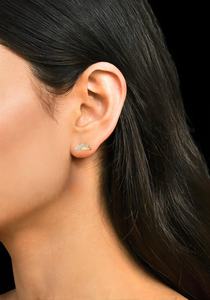 925 <b>Sterling</b> <b>Silver</b> Gold Plated Minimalist Two-Tone Mountain <b>Stud</b> Earrings Adventure Lover's Unisex Nature Inspired Gift - Product Image 3