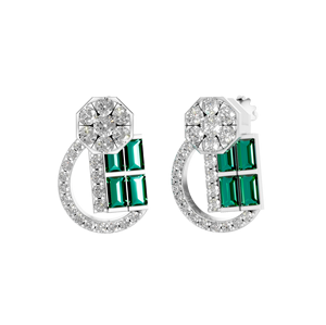 Impresionante pendiente floral de platino 950 con diamantes cultivados en laboratorio, piedras preciosas y diamantes, joyería fina de lujo con certificado IGI - Product Image 3