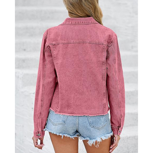 Chaqueta Vaquera Regular Transpirable Personalizable OEM para Mujer, Mangas Largas, Cierre de Botones, Bordado de Algodón, Acabado Ecológico - Product Image 3