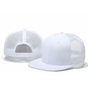 High quality 5 panel 3D embroidery flat brim mesh trucker hat Snapback Caps For Men Fitted Baseball Hat