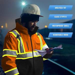 Chaquetas de Trabajo de Seguridad Reflectantes de Alta Visibilidad para Hombre, Impermeables y Resistentes al Agua, Material de Poliéster a Prueba de Polvo - Product Image 6