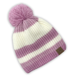 Recién llegado, gorros de invierno a la moda para niños, logotipo bordado, sombrero de punto a rayas acrílicas, Pompón, tamaño libre para bebés para viajar - Product Image 2