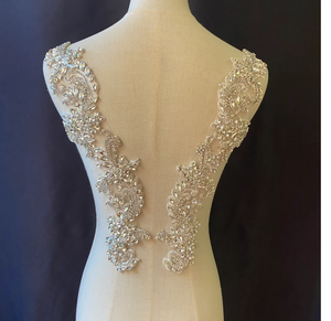 Customized Fabric Patch with Rhinestone Pearl Embroidery Handmade for Ladies' Garments Sewing <b>Apparel</b> & <b>Accessories</b> - Product Image 4