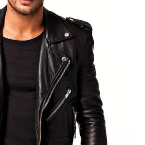 Veste de motard pour hommes de couleur unie vêtements de mode d'hiver/col montant veste de motard pour hommes de haute qualité dans le meilleur matériel - Product Image 2