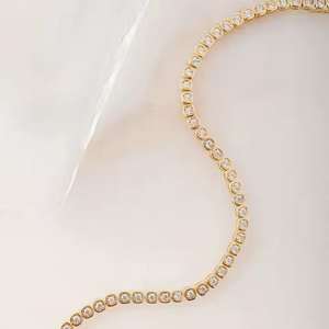 Conception populaire solide 14K jaune incolore plaqué or rond vvs Moissanite diamant réglage Tennis Bracelet bijoux de mode - Product Image 4