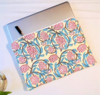 Étui pour ordinateur portable en coton matelassé vintage Pinkcityhandloom de haute qualité, pochette à fermeture éclair florale, iPad, couleur personnalisée, logo, utilisation quotidienne, travail