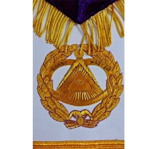 Tablier de maître de loge bleu avec broderie à la main en fils d'or et d'argent, Régalia maçonnique personnalisée 3D, Officier Junior Warden, broderie à la main - Product Image 5