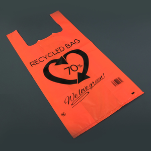 Alta calidad personalizado impreso llevar embalaje reutilizable supermercado compras chaleco mango portador bolsas de comestibles bolsas de plástico - Product Image 3