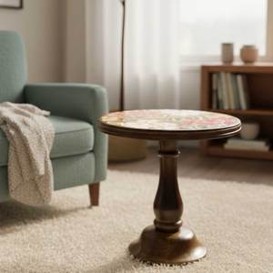 Soporte para Pastel Clásico de Madera con Mosaico Floral, Ecológico, Hecho a Mano, con Base Sólida para Servir Pasteles y Exhibir en Fiestas - Product Image 5