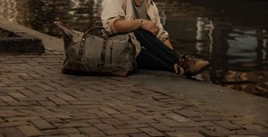 Leather Canvas Travel <b>Bag</b> Waterproof Duffel With <b>Shoe</b> Compartment Weekend Overnight Carry On Luggage LCTB-0056 - Product Image 2