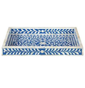 Plateau de service en incrustation de nacre fait main pour la décoration intérieure Plateau rectangulaire élégant en incrustation de nacre pour le thé et les collations - Product Image 2