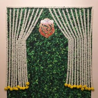 Karangan Bunga Marigold Mogra Kuning Buatan Tangan 5 Kaki, Dekorasi Pernikahan India, Acara Sangeet, Haldi, Latar Belakang Bunga Buatan