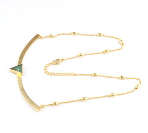 Gargantilla de amazonita con diseño único, collar con colgante de banda, cadena de eslabones ovalados, para fiesta - Product Image 3