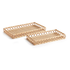 Plateau de service rectangulaire en rotin, design intemporel en rotin 100% naturel, idéal pour la décoration intérieure et l'utilisation sur table, en provenance du Vietnam - Product Image 1