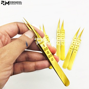 RMI Haute Qualité En Acier Inoxydable Extension De Cils Pince À Épiler Point D'isolation Or Plasma Couleur Coeur Conception Grip - Product Image 4