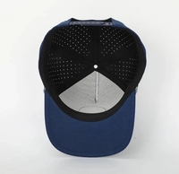 Gorra Snapback impermeable de poliéster ajustada azul marino, gorras de Golf con logotipo de Parche de goma para hombre, gorra de béisbol cortada con láser de fábrica de Vietnam