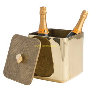 ชุดถังใส่น้ำแข็งไวน์แชมเปญสีทองสุดหรูถ้วยและเครื่องดื่มโลหะแบบทันสมัยสำหรับงานปาร์ตี้บาร์โรงแรม - Product Image 2