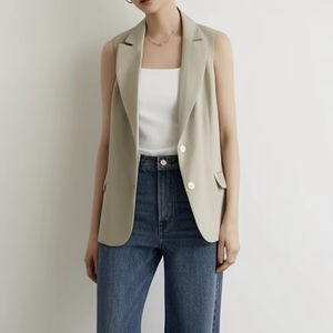 Chaqueta elegante de un solo botón personalizable sostenible lavable de entrega rápida para mujer 2025 fabricante de Vietnam de alta calidad - Product Image 5