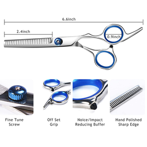 Kit de ciseaux à effiler professionnels en acier inoxydable pour la coupe de cheveux, pour usage par les barbiers - Product Image 2