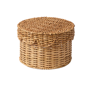 Juego de cesta de almacenamiento tejida de ratán redondo festoneado de dos cajas de ratán caja de mimbre de alta calidad Decoración de mesa Vintage de Vietnam - Product Image 4