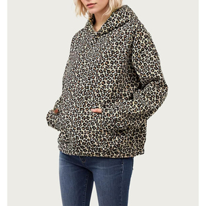 Sudaderas con Capucha de Algodón 100% con Estampado Completo de Leopardo, Ligeras, Gruesas, Talla Grande, Estilo Camuflaje, para Mujer - Product Image 4