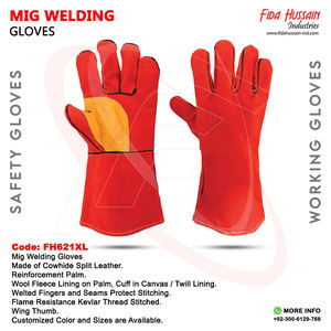 ขายร้อนถุงมือเชื่อมกันไฟ 2024 คุณภาพสูงช่างเชื่อมมือป้องกันโลหะถุงมือนิรภัยถุงมือหนังจากปากีสถาน - Product Image 6