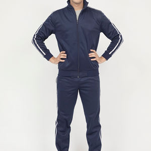 Whole Sale Cheap Price <b>Navy</b> Blue Color Long Sleeve Winter Side Stripe Training Tracksuits for Men's Heavy Weight Tracksuits - Product Image 1