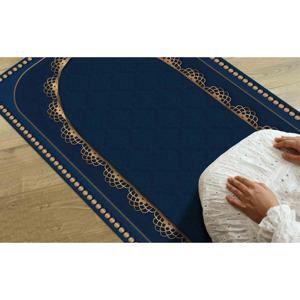 Tapis de prière islamique bleu marine : Tapis de culte lavable en machine, avec tapis moelleux à poils longs - Product Image 1