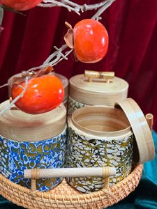 Boîte de rangement en bambou en gros avec incrustation de nacre, pot en bambou pour thé, épices et décoration - Product Image 3