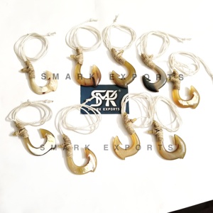 El más vendido, collar de anzuelo de pez de cuerno de vaca auténtico indio para hombres, colgante Tribal Natural, joyería de Estilo Hawaiano hecha a mano - Product Image 4