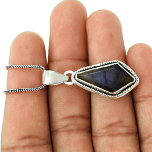 Labradorita Natural piedra preciosa ataúd en forma de lujo delicado encanto colgante 925 plata esterlina hecha a mano joyería Bohemia al por mayor - Product Image 4