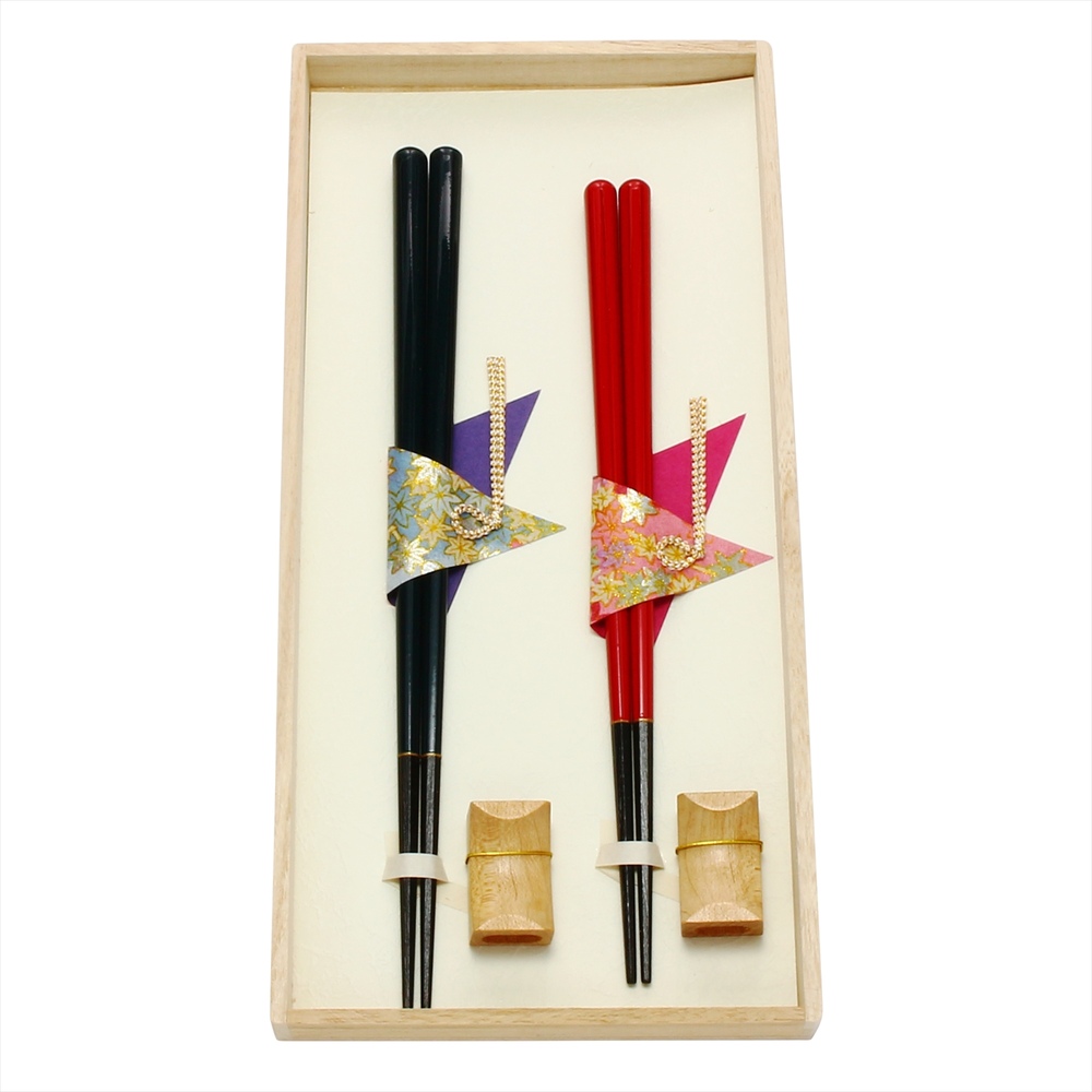 Octagonal chopsticks and rests, set of 2