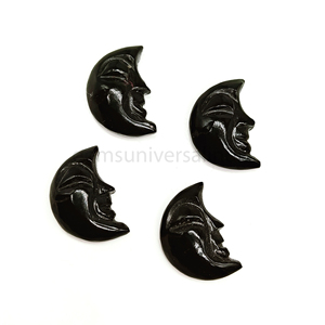 Black Onyx <b>Moon</b> Face Carved Gemstone for Jewelry Making Half <b>Moon</b> <b>Charm</b> Loose Hand Carve Gemstone <b>Moon</b> Face Carved Cabochon 18mm - Product Image 5